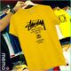 memo ygn Stussy unisex Printing T-shirt DTF Quality sticker Printing-Yellow (Large)