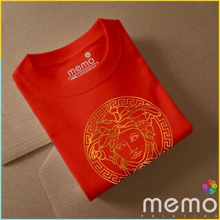 memo ygn Versace unisex Printing T-shirt DTF Quality sticker Printing-Red (Medium)