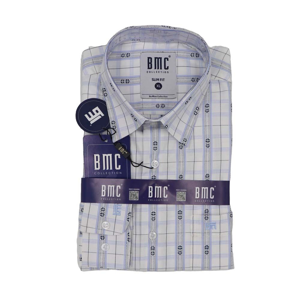 BMC Men Slimfit Shirt Long Sleeve 1320079 Blue Large