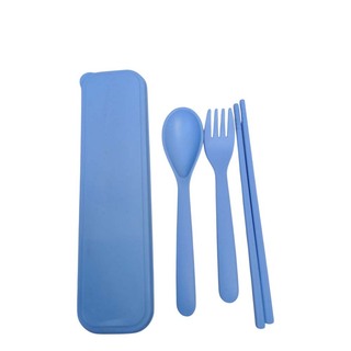 Beauty House Wheat Straw Spoon Fork & Chopstick Set (Green)