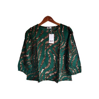 Kudos Floral Chiffon Woman Blouse Black B-013 Small