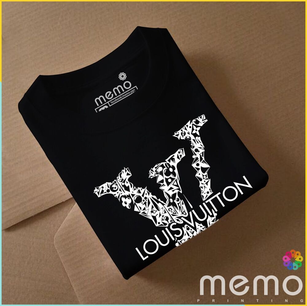 memo ygn Louis Vuitton unisex Printing T-shirt DTF Quality sticker Printing-Black (Small)