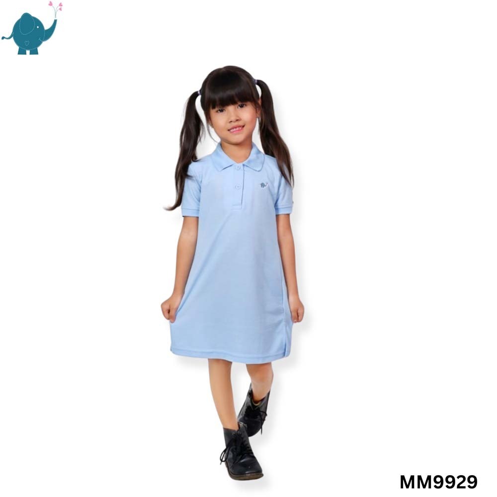 Max & Mia Kids Girl Polo Dress MM9929 Light Blue Small