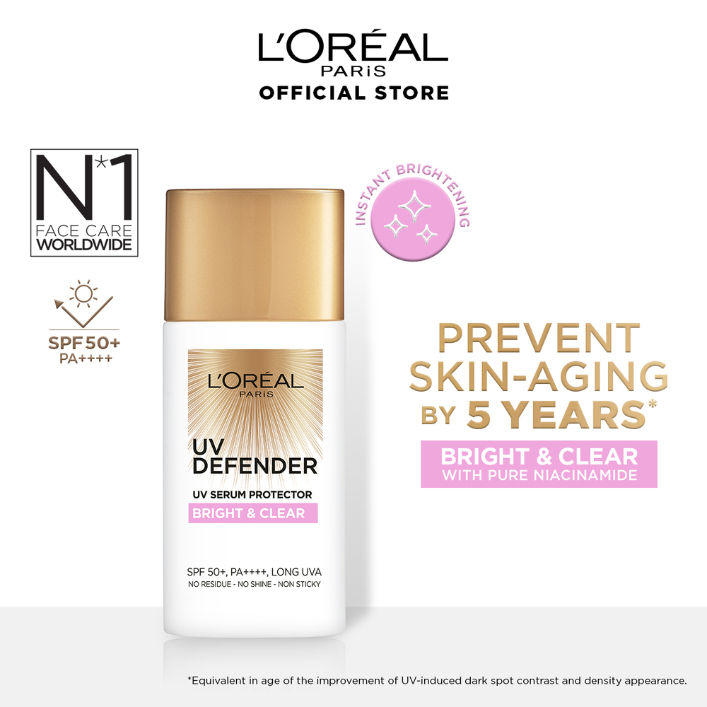 Loreal UV Defender Serum Protector Bright & Clear Sunscreen SPF 50+ PA+++ 50ML