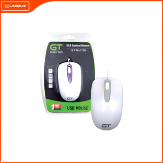 GTM-739 USB Optical Mouse L102 X W60 X H39MM (White+Light Blue) 082568