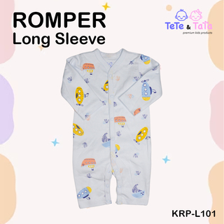 Te Te & Ta Ta Long Romper Short Sleeves Blue 0-3 Months (3Pcs/1Set) KRP-L101