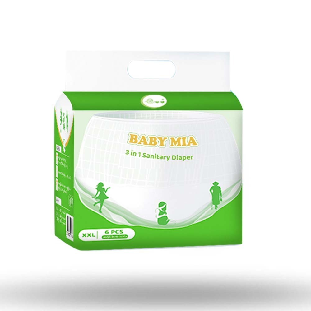 Baby Mia 3 in 1 Sanitary Diaper (XXL-6PCS)