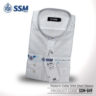 Madarin Collar Shirt Short Sleeve SSM-O-O1-021 (Denim Blue) Over Size