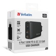 Verbatim 4 Ports 100W GaN Charger PD & QC (Black)