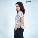 Kudos Floral Chiffon Woman Blouse White B-007 XL