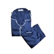 Bambi Women Silk Pajamas One Set AA0015 Dark Blue Medium