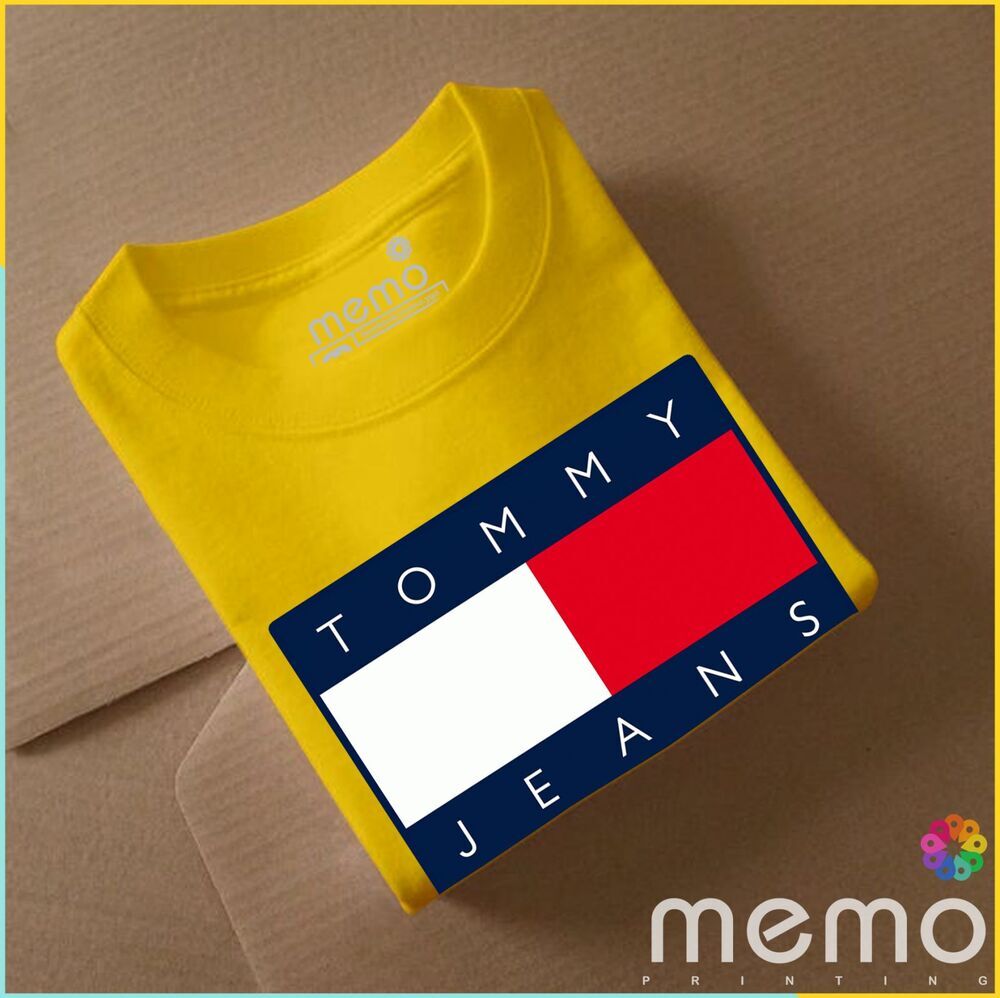 memo ygn Tommy Jeans unisex Printing T-shirt DTF Quality sticker Printing-Yellow (Medium)