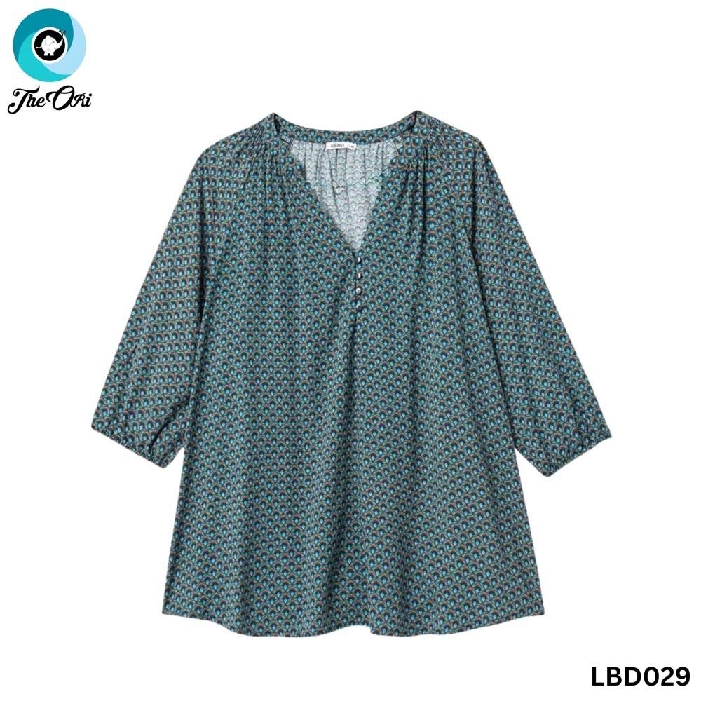 The Ori Women Long Sleeve Top LBD029 Green Spot (XXL-54)