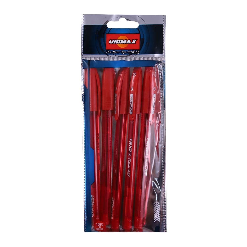 Unimax Gel Pen Trigel Classic Red 5PCS