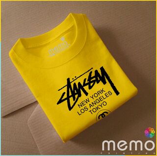 memo ygn Stussy unisex Printing T-shirt DTF Quality sticker Printing-Black (Large)