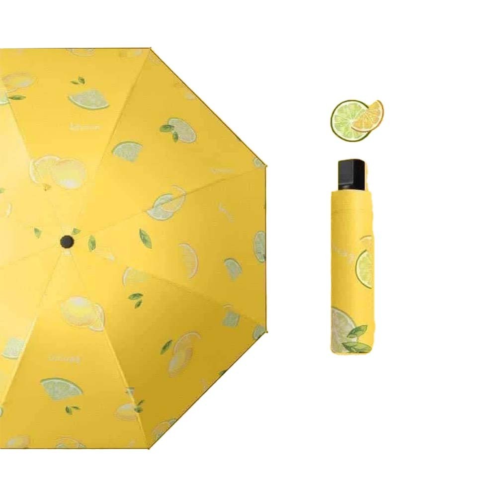 Automatic 3 Fold Fruit Printed Umbrella Yellow