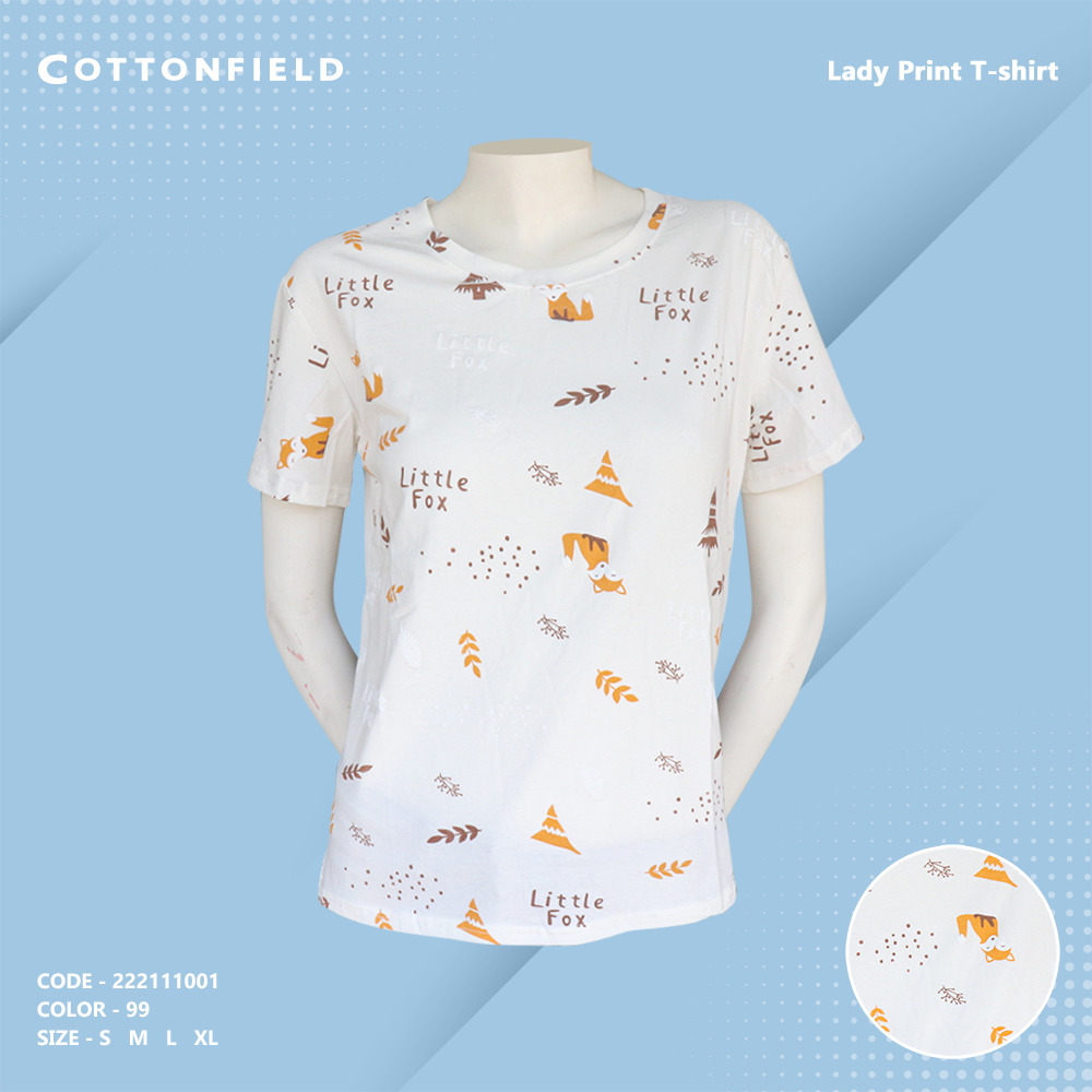 Cottonfield Women Short Sleeve Printed T-shirt C99 (Large) 222111001