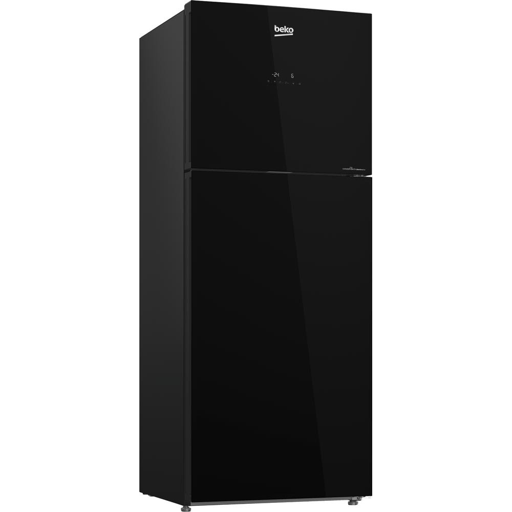 Beko 409 L,Freezer top, Glass Black Refrigerator (RDNT401E50VZGB)