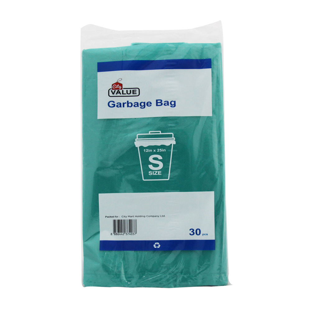 City Value Garbage Bag 12X25IN 30PCS Green