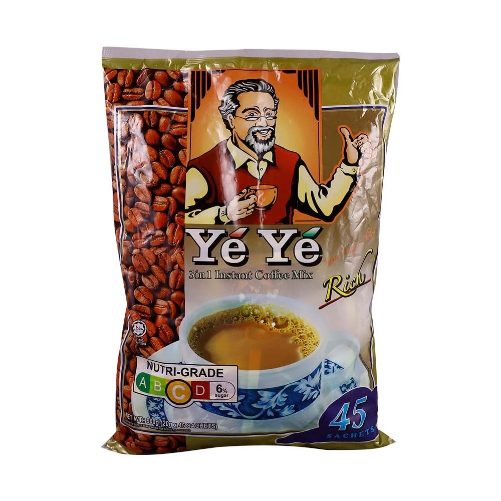 Ye Ye Rich 3 in 1 Instant Coffee Mix 45Sachets 