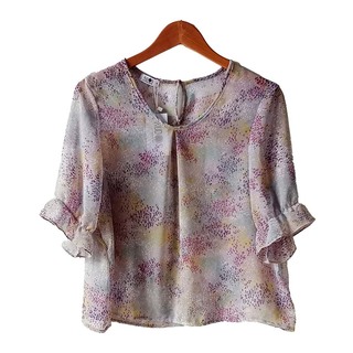 Kudos Floral Chiffon Blouse B-003(P) Pink Large