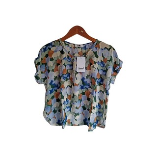 Kudos Floral Chiffon Woman Blouse White B-007 XL