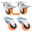 3Inch Caster Trolley Wheel  With Safety Brake 75MM - 4 Packs