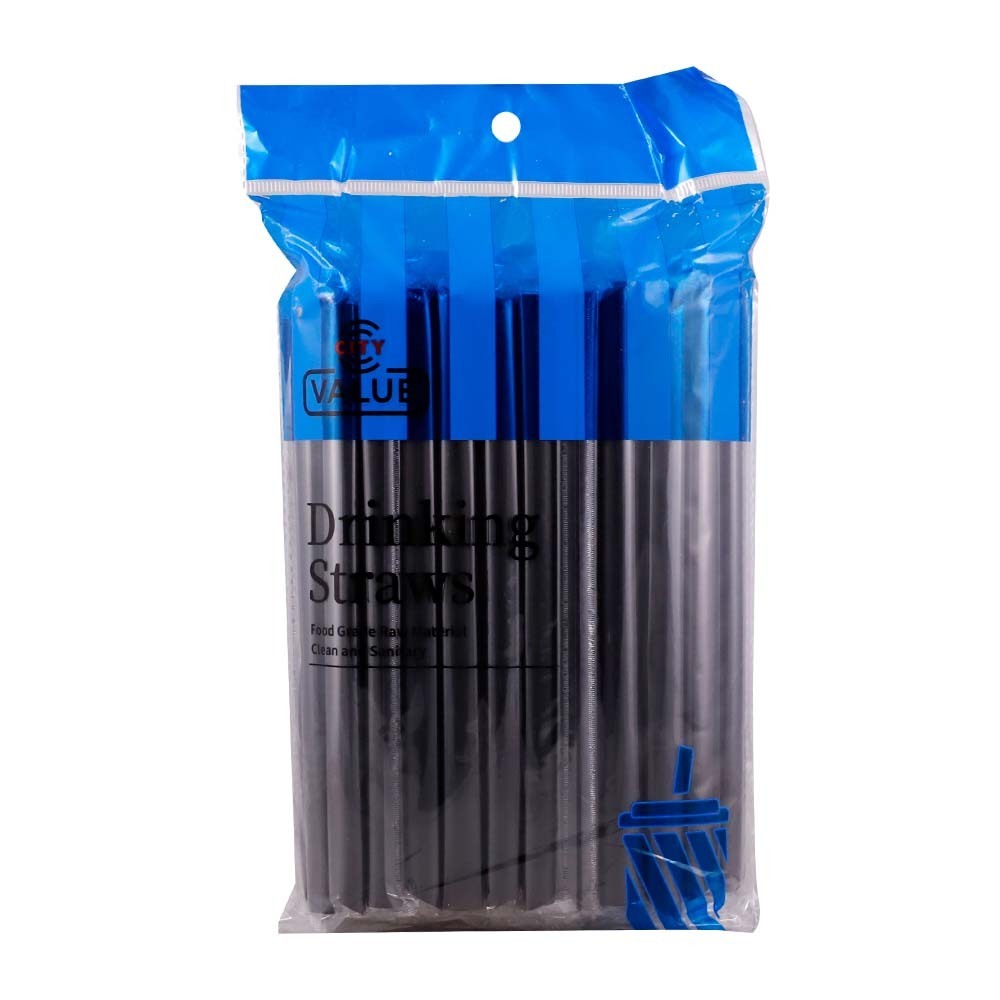 City Value Bubble Plastic Straw 50PCS (Black)