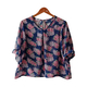 Kudos Floral Chiffon Blouse B-003(IB) Indigo Blue XL