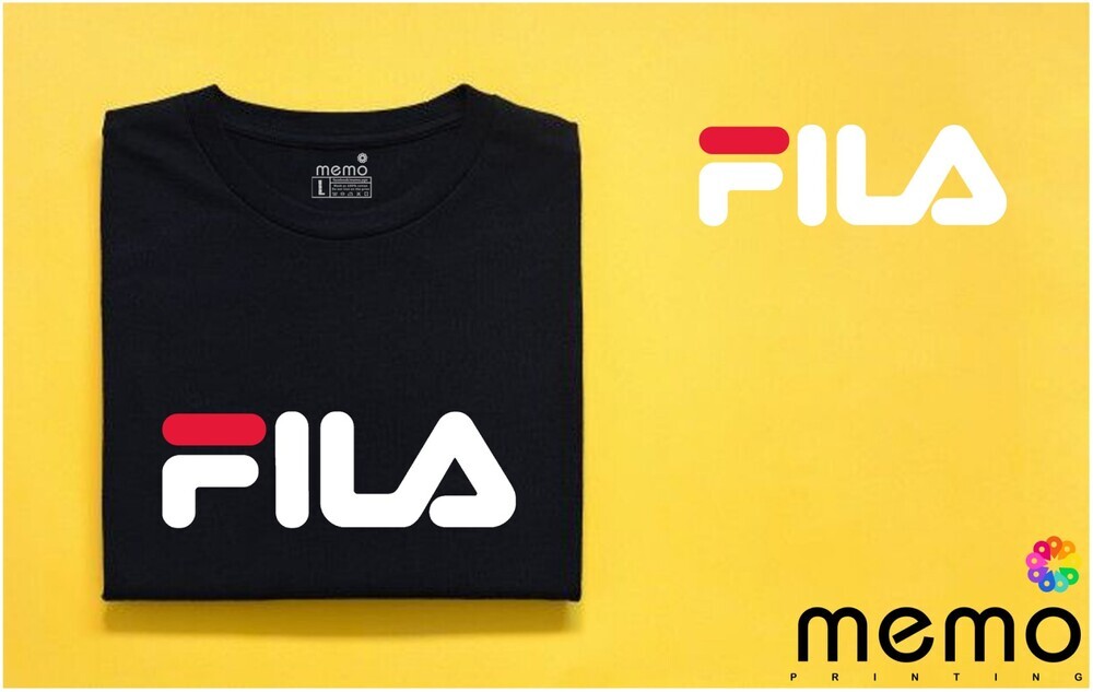 memo ygn FILA unisex Printing T-shirt DTF Quality sticker Printing-Black (Small)