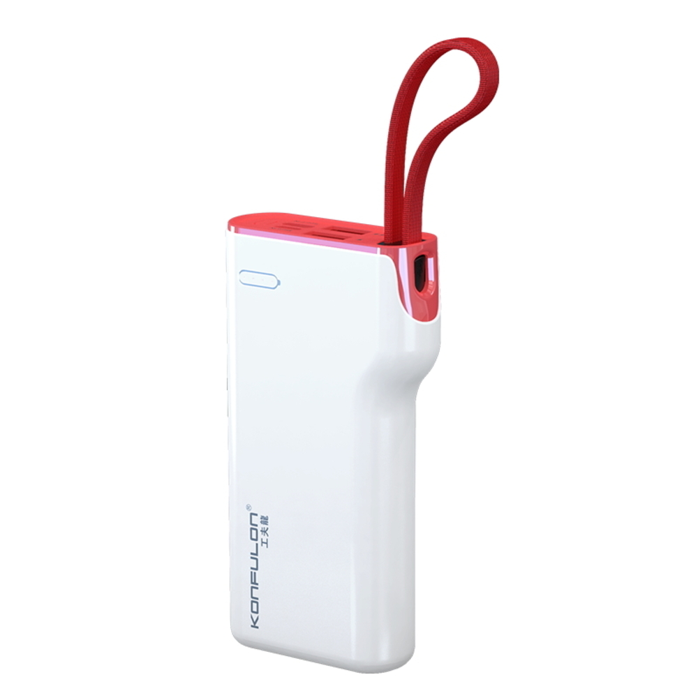 Konfulon A-11 (10000mAh Built-in Cable Power Bank) White