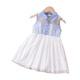 Girl Button Half Placket Lapel Neck Polka Dots Mesh Tank Dress (3-4 Years) 20649658