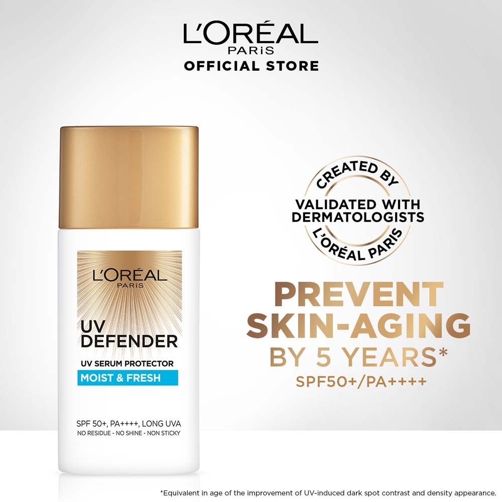 Loreal UV Defender Serum Protector Moist & Fresh Sunscreen SPF 50+ PA+++ 50ML