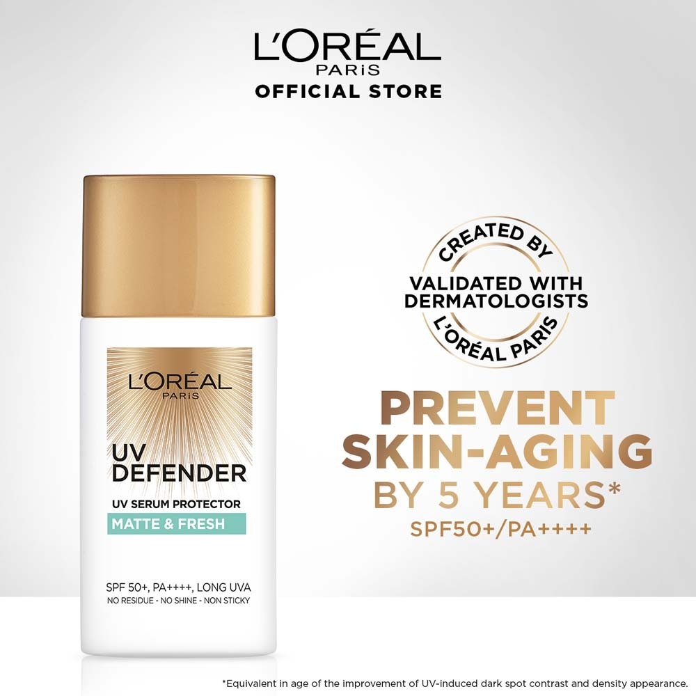 Loreal UV Defender Serum Protector Mattee & Fresh Sunscreen SPF 50+ PA+++ 50ML