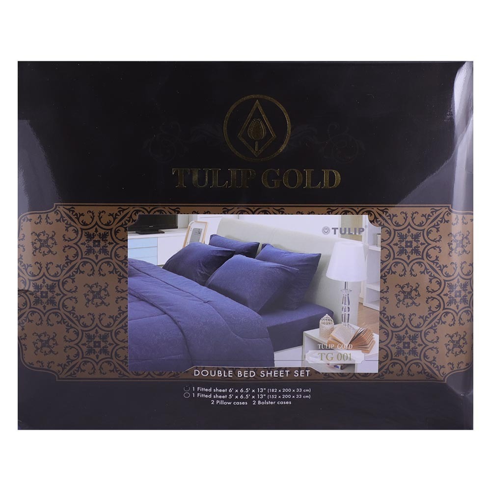 Tulip Gold Bed Sheet 5PCS 6X6.5FTx13IN TG001 (Fit)