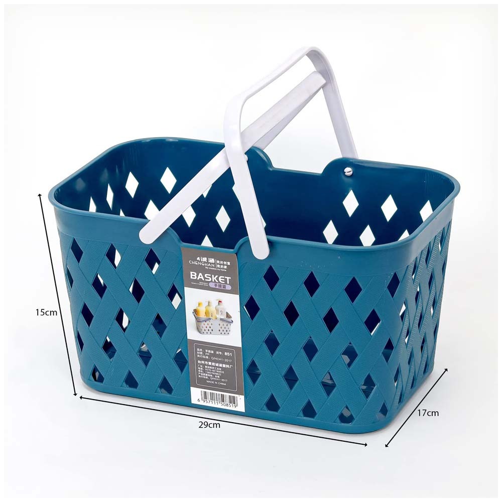 Plastic Storage Baskets with Handles Blue