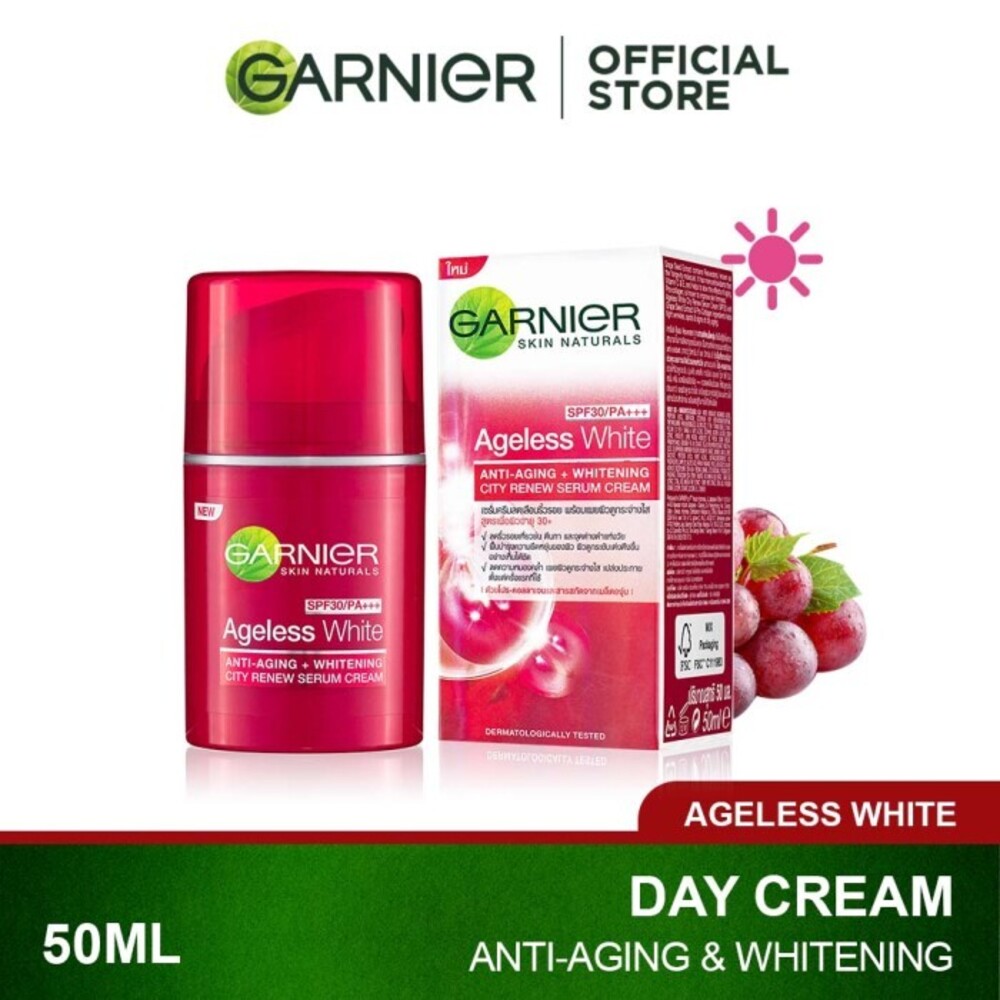 Garnier Ageless White Anti-Aging & Whitening Serum Cream SPF30 PA+++ 50ML