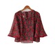 Kudos Floral Chiffon Woman Blouse B-006Red XL