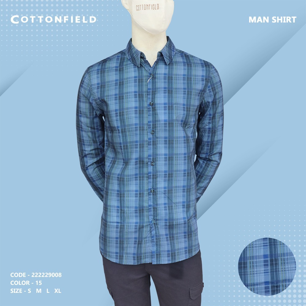 Cottonfield Men Long Sleeve Print Shirt C15 (Large)