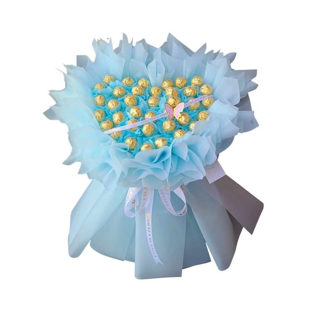 LiLi Floral Sky Gloden Heart Chocolate Bouquet