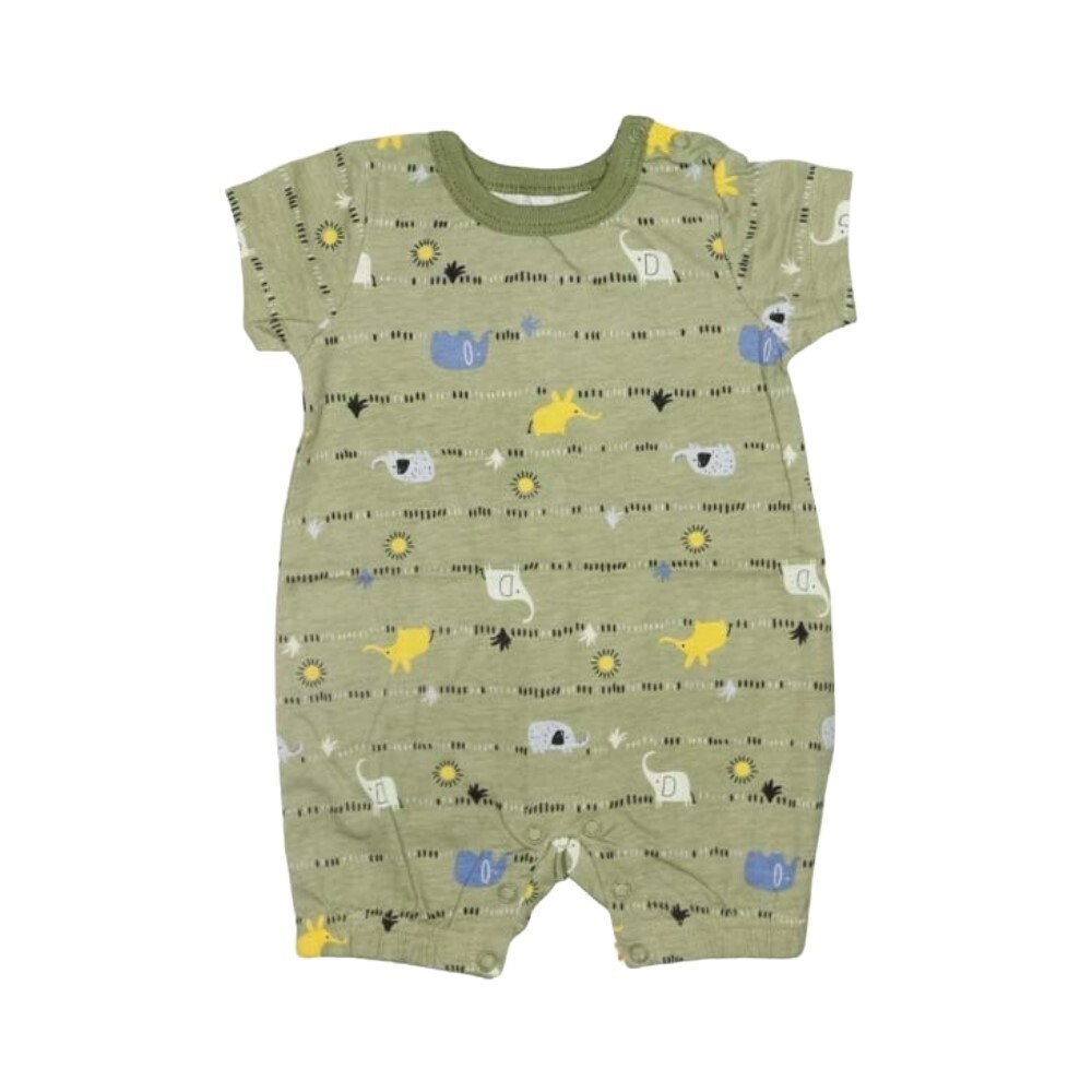 Te Te & Ta Ta Boy Romper Short Sleeves Green 0-3 Months (1PCS) KRPB-S101