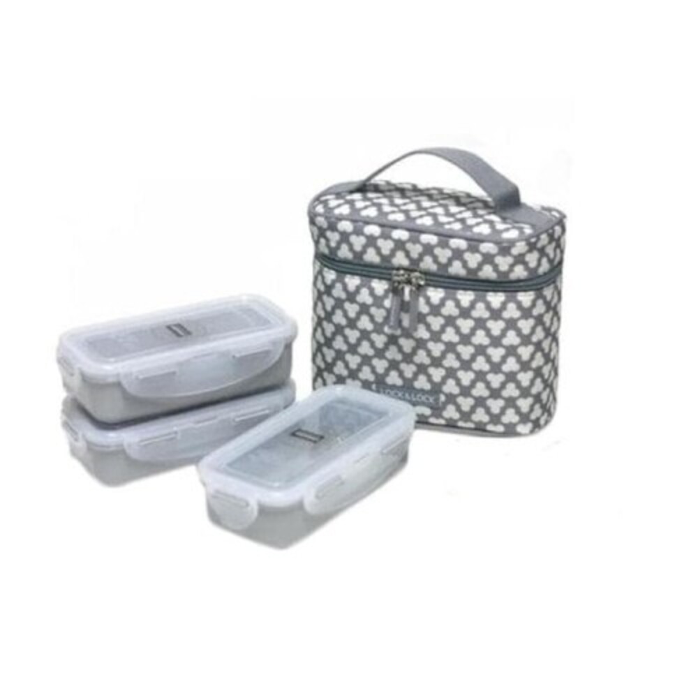 HPL754CDS Lock & Lock Lunch Box Clover Pattern W/Bag HPL752, HPL754, HPP700 (Dark Gray)