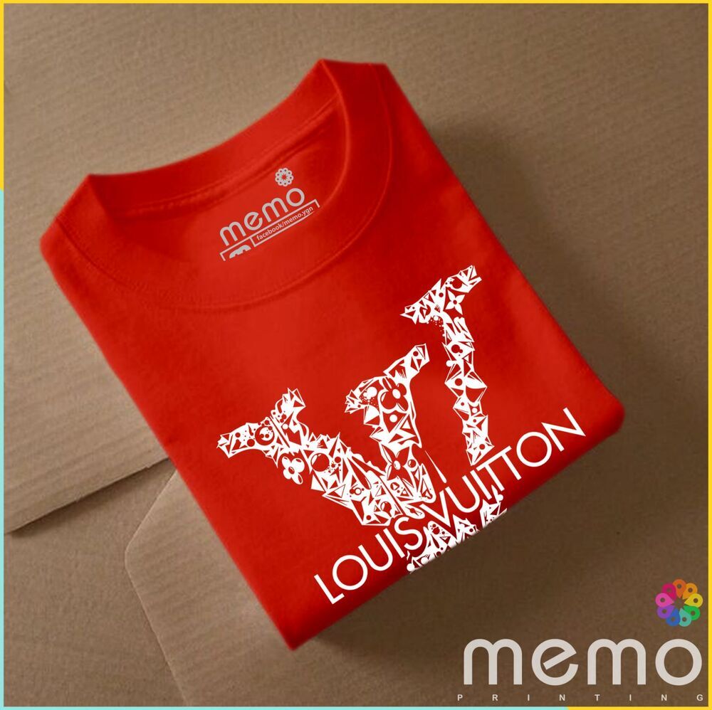 memo ygn Louis Vuitton unisex Printing T-shirt DTF Quality sticker Printing-Red (Small)