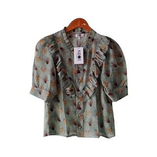 Kudos Floral Chiffon Woman Blouse  B-011 Tan Large