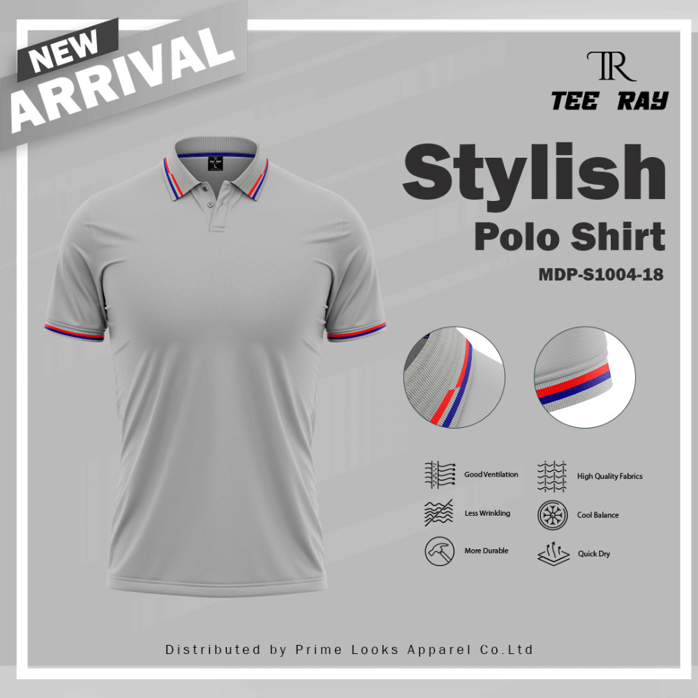 Tee Ray Stylish Polo Shirt Grey/18 Medium MDP-S1007