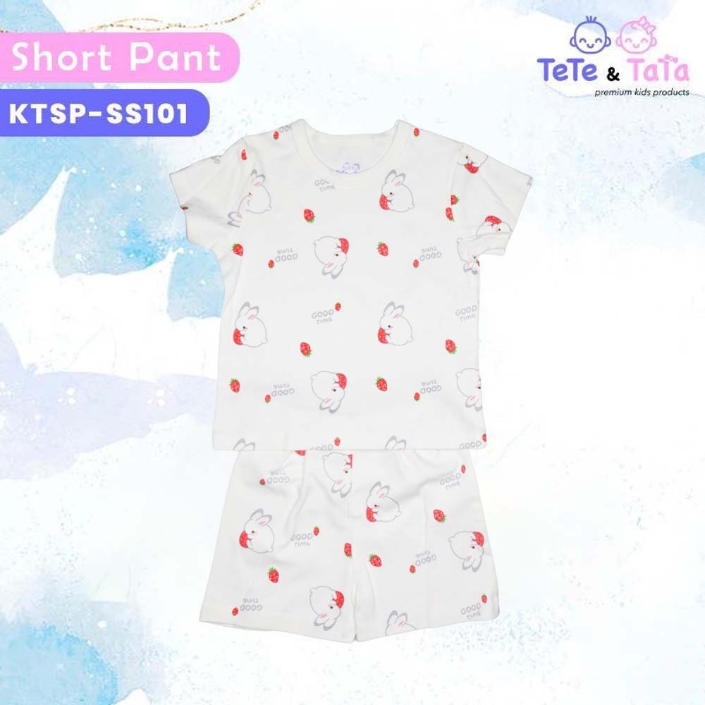 Te Te & Ta Ta T Shirt Short Sleeves & Short Pants White 3 Years (2Pcs/1Set) KTSP-SS101