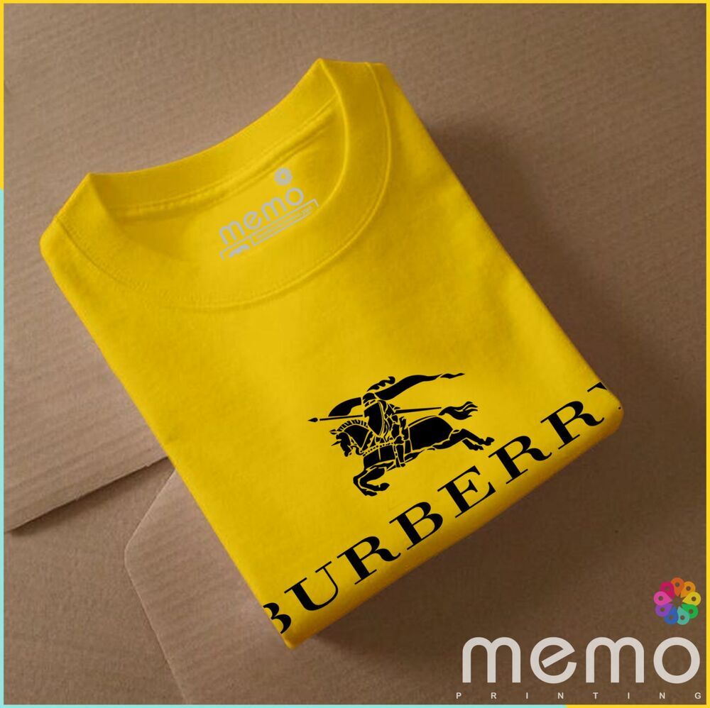 memo ygn Burberry unisex Printing T-shirt DTF Quality sticker Printing-Yellow (Small)