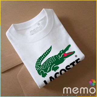 memo ygn lacoste unisex Printing T-shirt DTF Quality sticker Printing-White (Large)