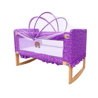 Baby Cele W-002 Newborn Wooden Rocking Cradle with Mosquito Net 12679 Green