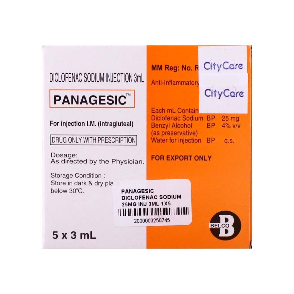 Panagesic Diclofenac Sodium 25MG INJ 3ML 1X5